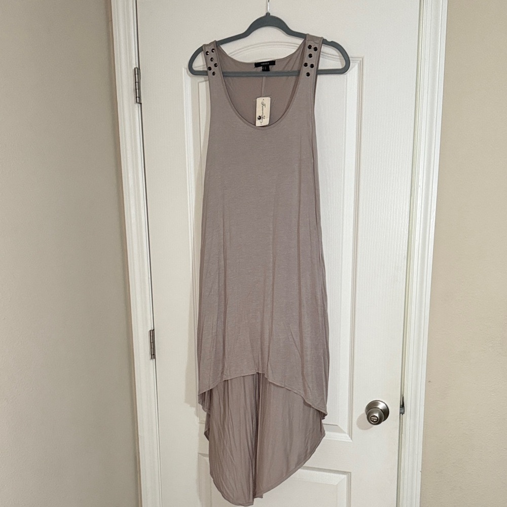 Sleeveless Taupe High-Low Dress